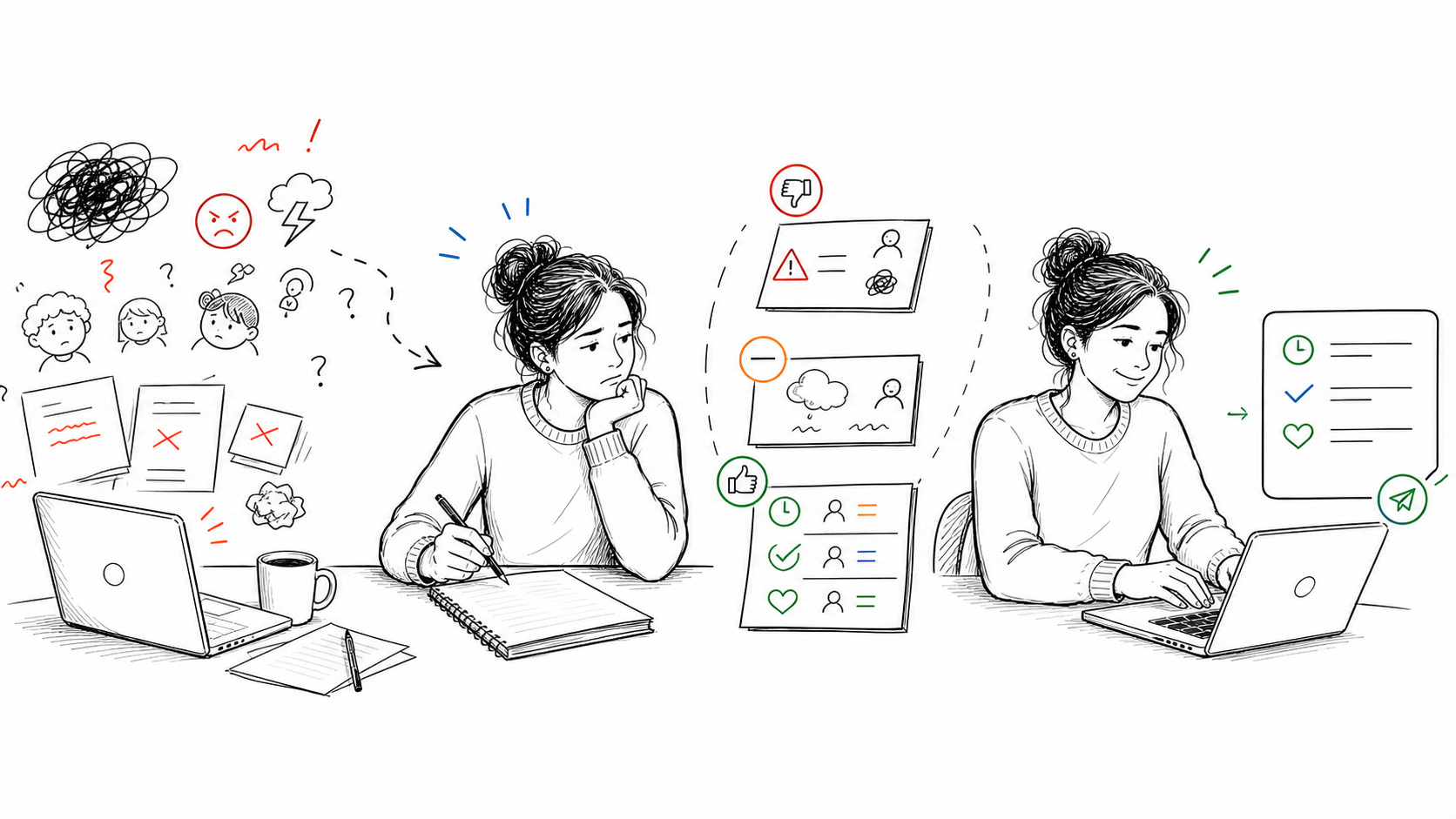 A teacher turning emotional reactions and fuzzy behavior memories into a short factual and empathetic parent email